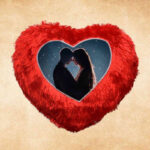 Red Fur Heart Shape Pillow