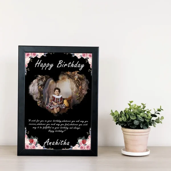 Elegant Floral Heart Design – Personalised Birthday Photo Frame