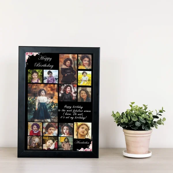 Golden Moments – Personalised Collage Birthday Photo Frame