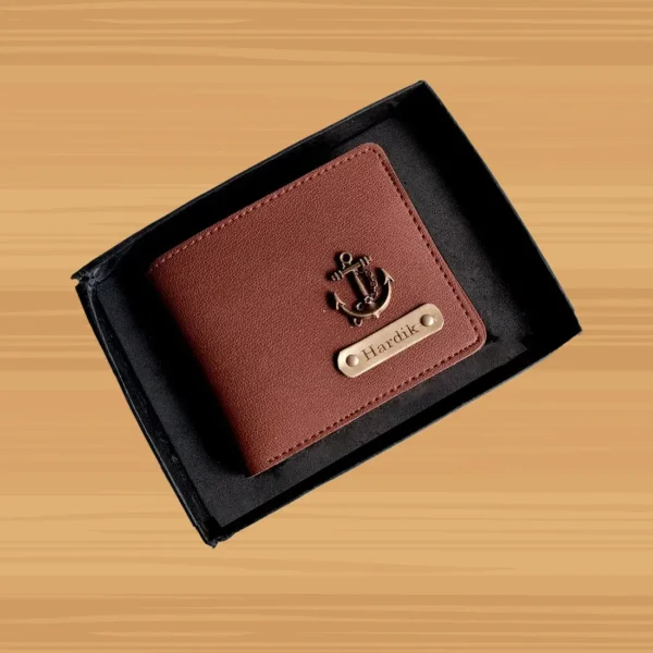 Men’s Imported Leather Wallet with Name & Charm