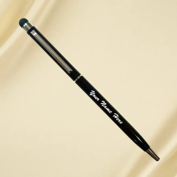 Personalized Slim Touch Black Metal Pen