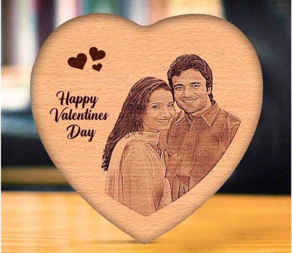 Wooden Engraved Heart  Photo Frame (7 x 7 )