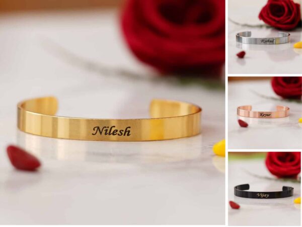 Engraved Metal Half Kada