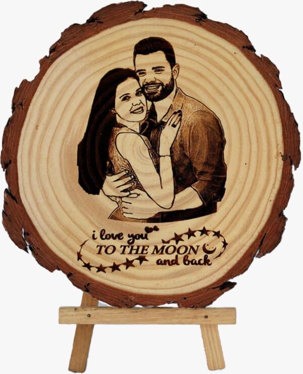 Wooden Photo Engraved Round Frame (6 x 6 )